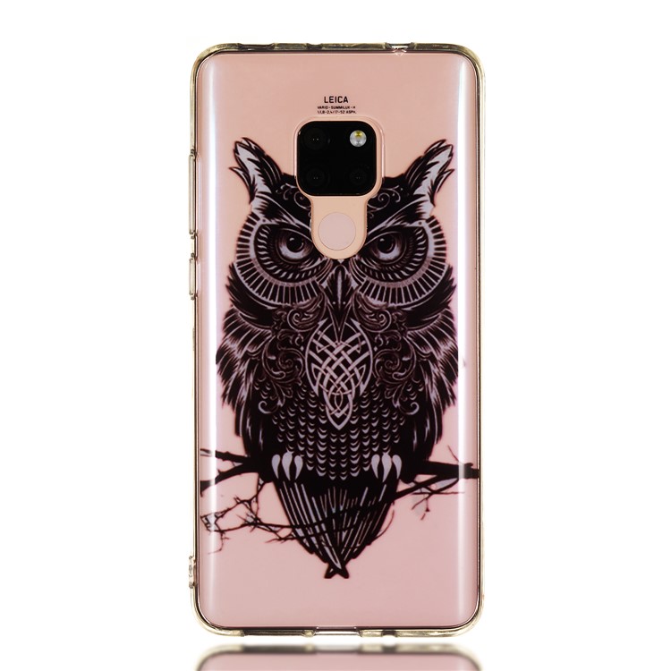 For Huawei Mate 20 Patterned IMD Soft TPl Cell Phone Cover - Owl on the Branch-2