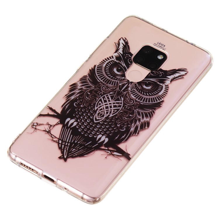 For Huawei Mate 20 Patterned IMD Soft TPl Cell Phone Cover - Owl on the Branch-3