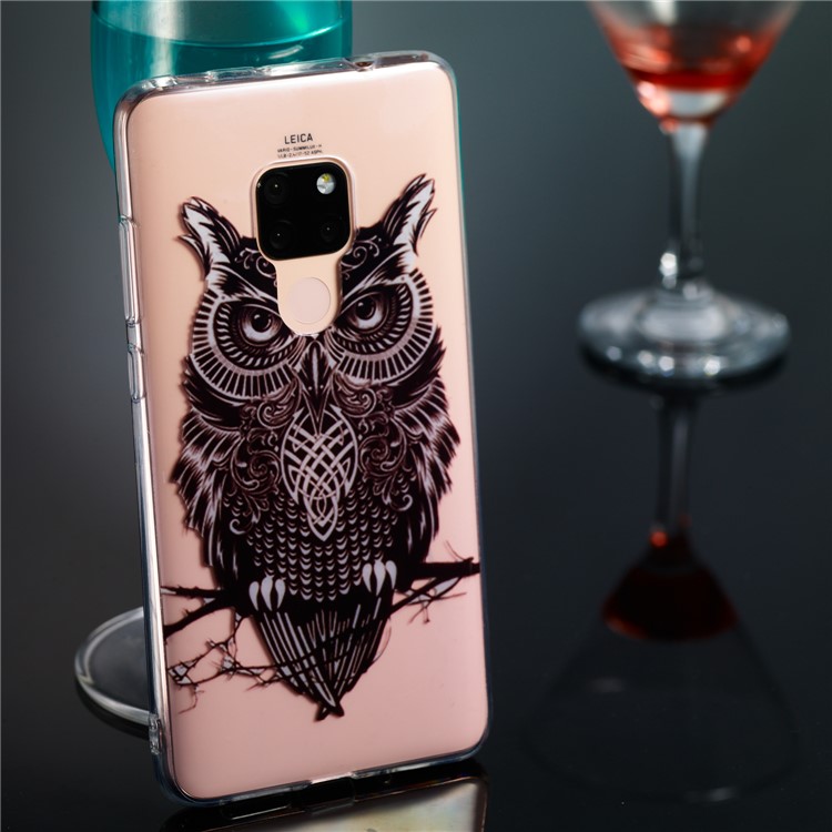 For Huawei Mate 20 Patterned IMD Soft TPl Cell Phone Cover - Owl on the Branch-5