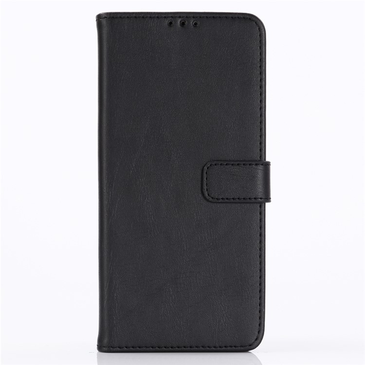 Crazy Horse Leather Wallet Stand Phone Case for Huawei P30 Pro - Black-1