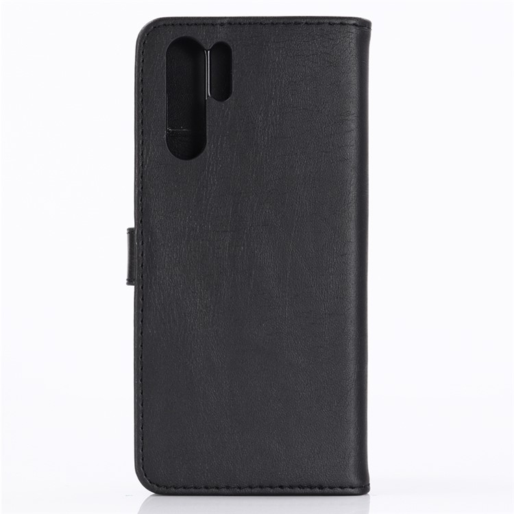 Crazy Horse Leather Wallet Stand Phone Case for Huawei P30 Pro - Black-2
