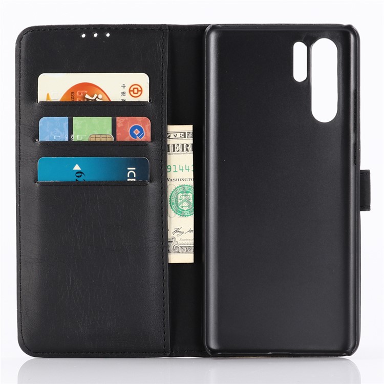 Crazy Horse Leather Wallet Stand Phone Case for Huawei P30 Pro - Black-3