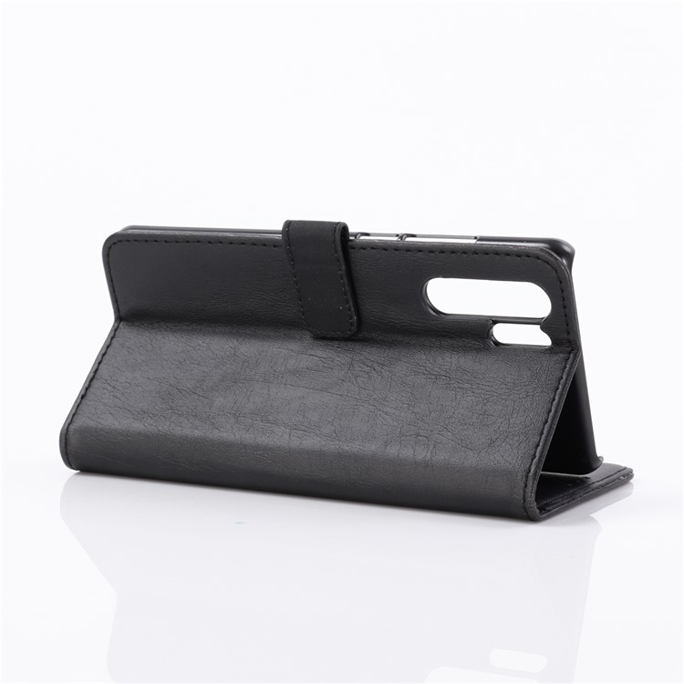 Crazy Horse Leather Wallet Stand Phone Case for Huawei P30 Pro - Black-4