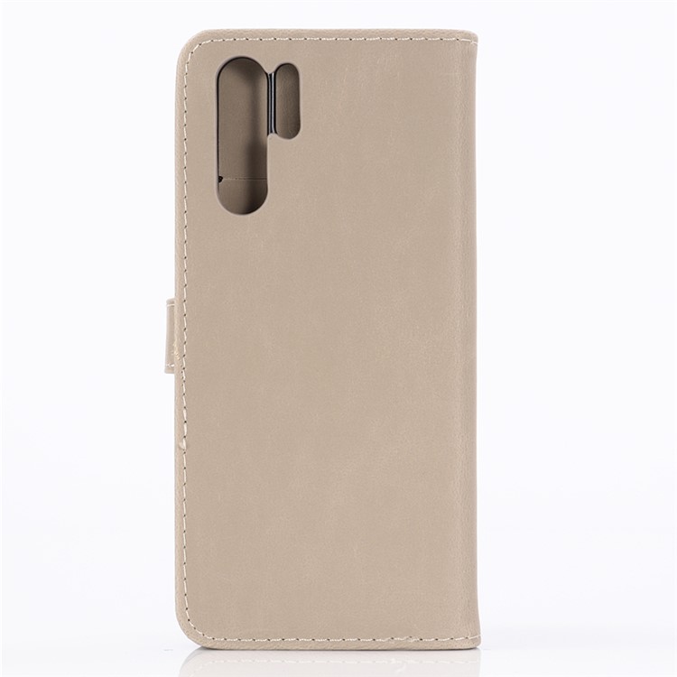 Crazy Horse Leather Wallet Stand Phone Shell for Huawei P30 Pro - Beige-2