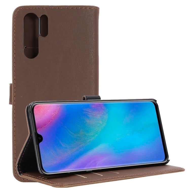 Crazy Horse Leather Stand Wallet Shell for Huawei P30 Pro - Coffee-1