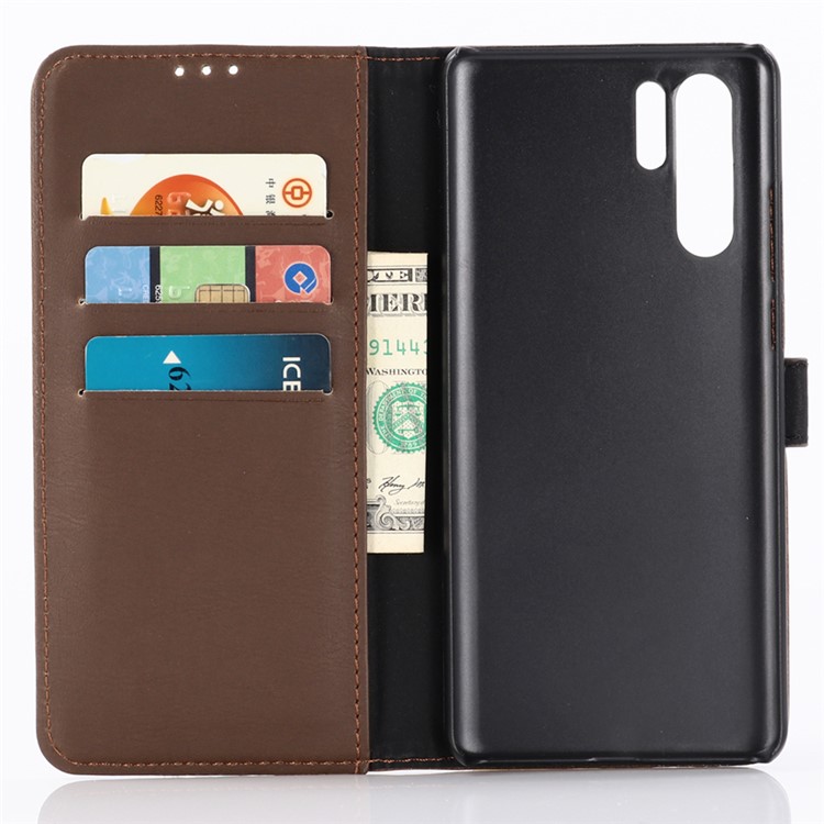 Crazy Horse Leather Stand Wallet Shell for Huawei P30 Pro - Coffee-5