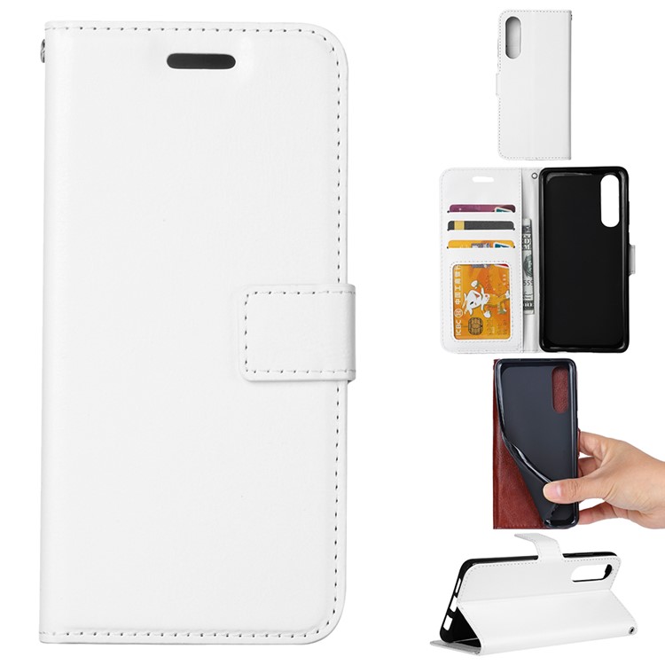 Crazy Horse Texture Wallet Stand Leather Phone Cover for Huawei P30 - White-1
