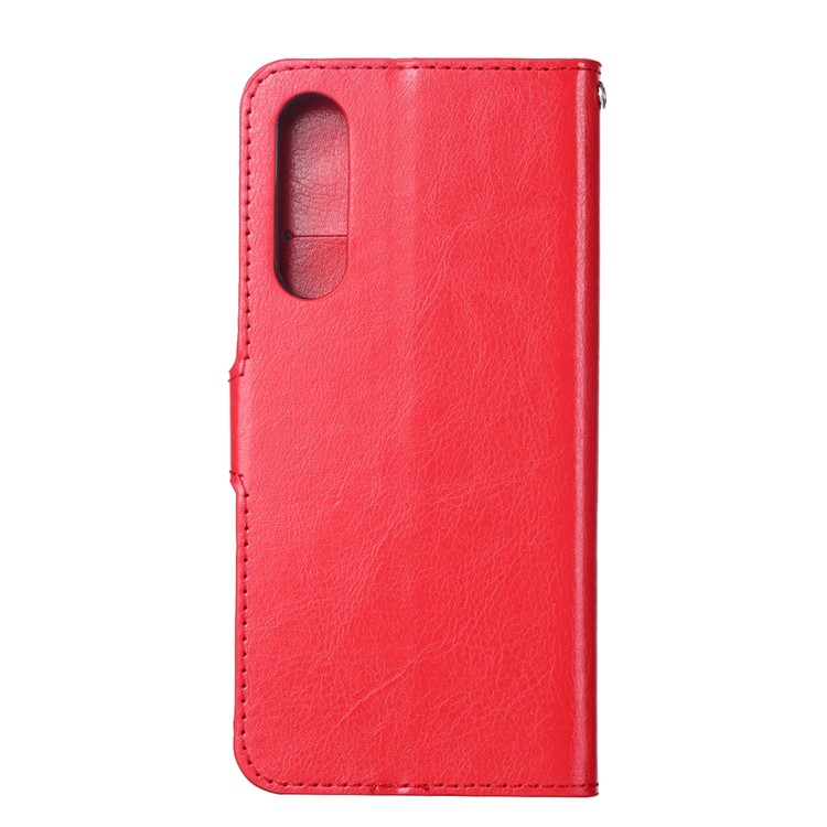 Guscio Del Telefono Del Portafoglio Del Portafoglio Di Struttura Del Cavallo Pazzo Per Huawei P30 - Rosso-3