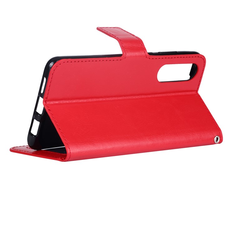 Crazy Horse Texture Wallet Stand Leather Phone Shell for Huawei P30 - Red-5