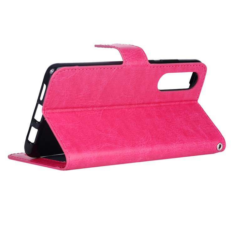 Cavalo Louco Textura Carteira Suporte De Couro Caso De Telefone Celular Para Huawei P30 - Rosa-5