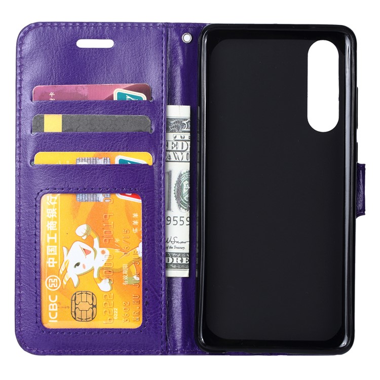 Crazy Horse Texture Wallet Stand Leather Flip Case for Huawei P30 - Purple-4