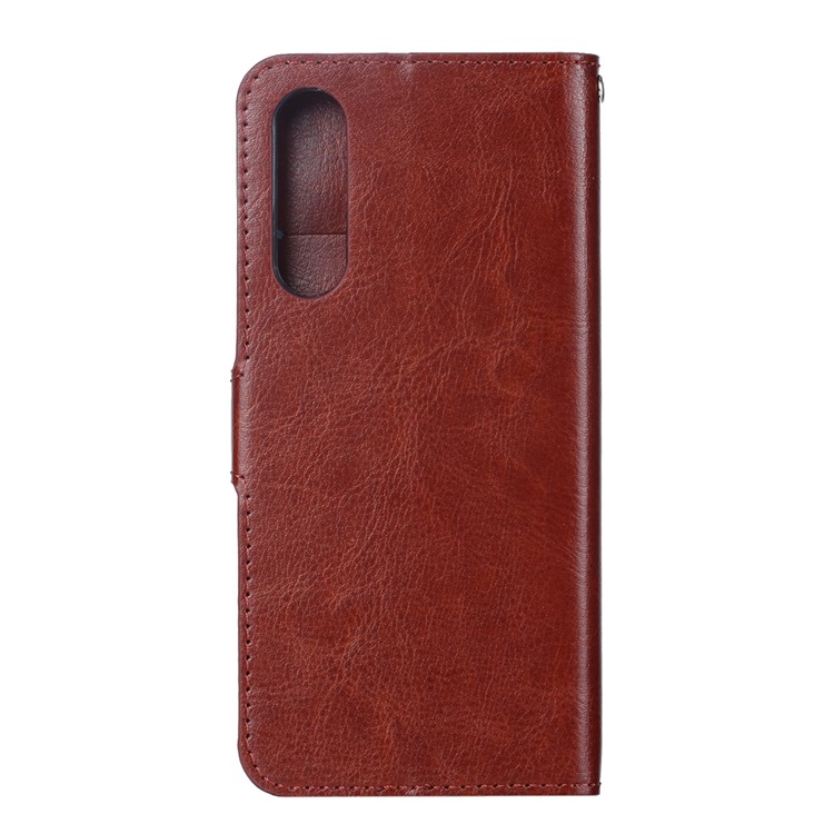 Crazy Horse Texture Wallet Stand Leather Protective Shell for Huawei P30 - Brown-2
