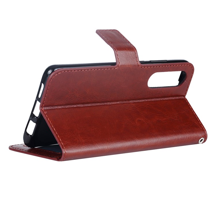 Crazy Horse Texture Wallet Stand Leather Protective Shell for Huawei P30 - Brown-5