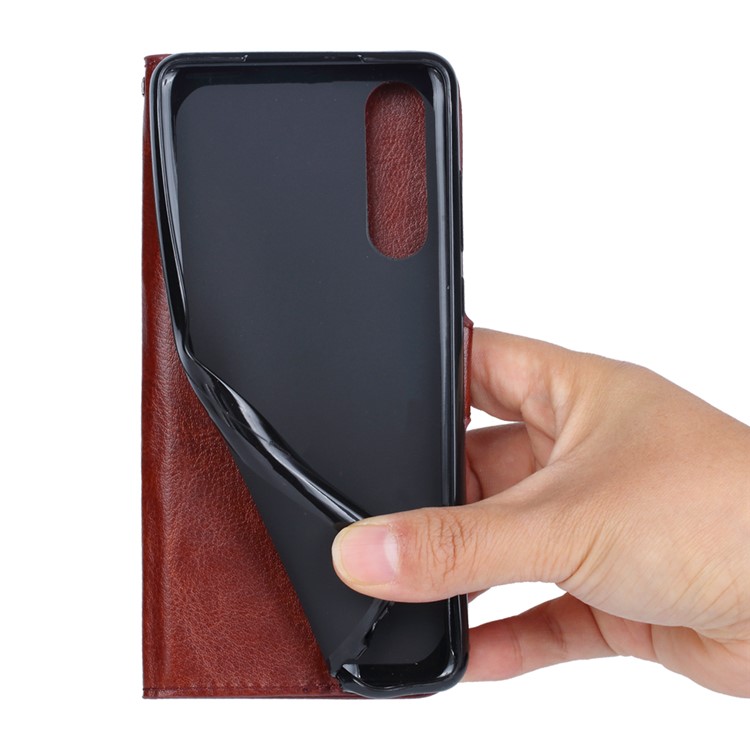 Crazy Horse Texture Wallet Stand Leather Protective Shell for Huawei P30 - Brown-6