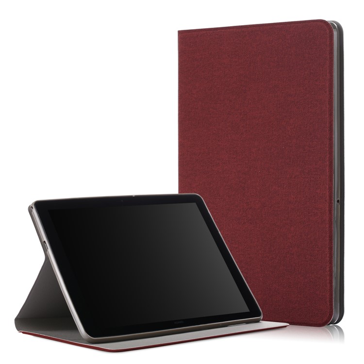 Cloth Coated Leather Stand Tablet Cover Case for Huawei MediaPad T5 10 / Honor Pad 5 10.1 inch / Enjoy Pad 10.1 inch - Brown-1