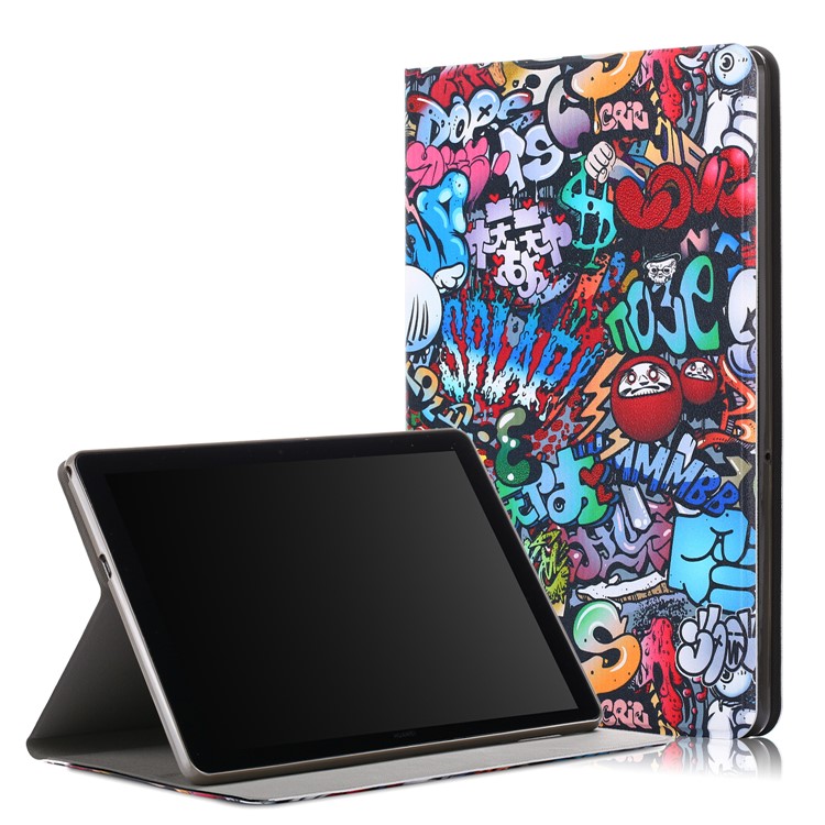Pattern Printing PU Leather Stand Case for Huawei MediaPad T5 10 / Honor Pad 5 10.1 inch / Enjoy Pad 10.1 inch - Graffiti Pattern-1
