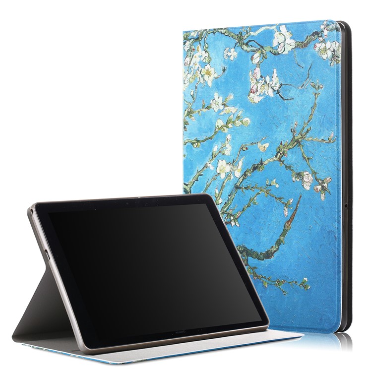 Шаблон Печати PU Кожаный Чехол Подставка Для Huawei Mediapad T5 10 / Honord Pad 5 10,1 Дюйма / Наслаждайся Колодкой 10,1 Дюйма - Wintersweet-1