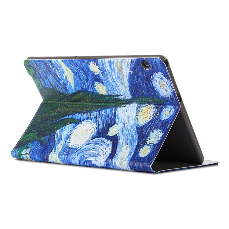 Pattern Printing PU Leather Flip Case for Huawei MediaPad T5 10 / Honor Pad 5 10.1 inch / Enjoy Pad 10.1 inch - Starry Night-6