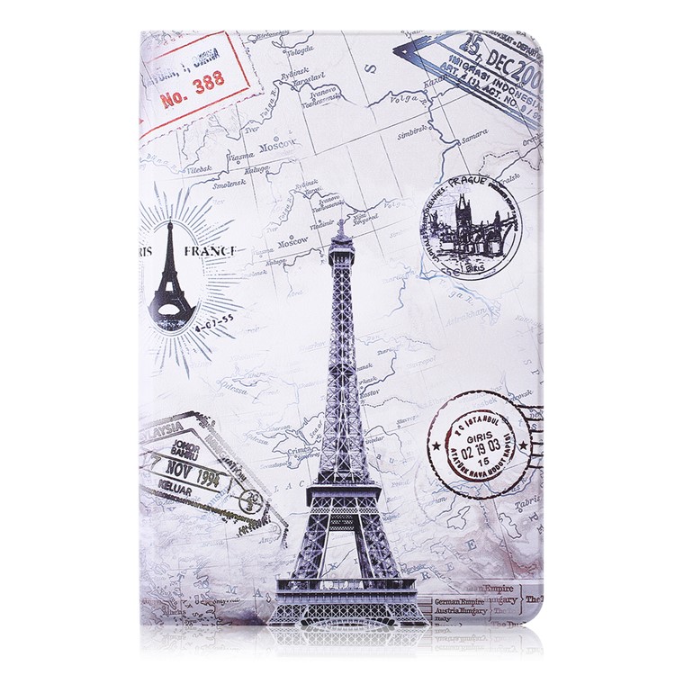 Pattern Printing PU Leather Protection Cover for Huawei MediaPad T5 10 / Honor Pad 5 10.1 inch / Enjoy Pad 10.1 inch - Eiffel Tower and Map-2