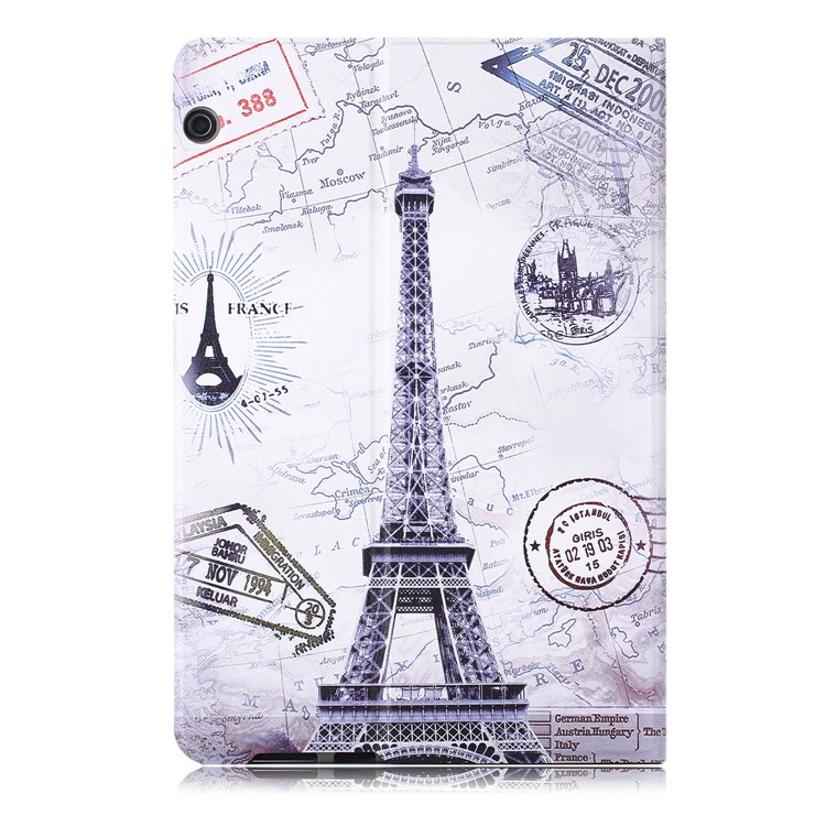 Pattern Printing PU Leather Protection Cover for Huawei MediaPad T5 10 / Honor Pad 5 10.1 inch / Enjoy Pad 10.1 inch - Eiffel Tower and Map-3