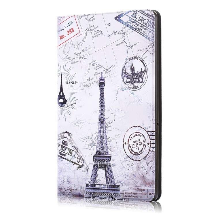 Pattern Printing PU Leather Protection Cover for Huawei MediaPad T5 10 / Honor Pad 5 10.1 inch / Enjoy Pad 10.1 inch - Eiffel Tower and Map-4