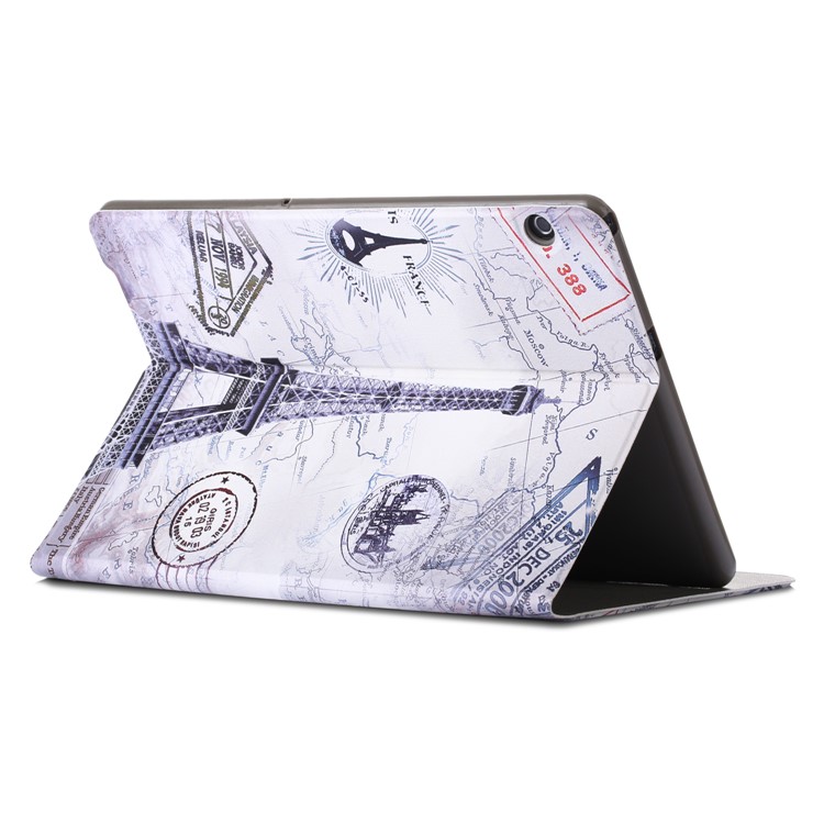 Pattern Printing PU Leather Protection Cover for Huawei MediaPad T5 10 / Honor Pad 5 10.1 inch / Enjoy Pad 10.1 inch - Eiffel Tower and Map-6