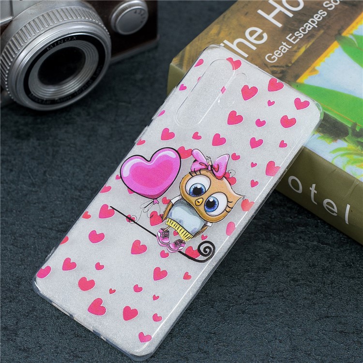 Pattern Printing IMD TPU Case for Huawei P30 Pro - Owl and Hearts-1