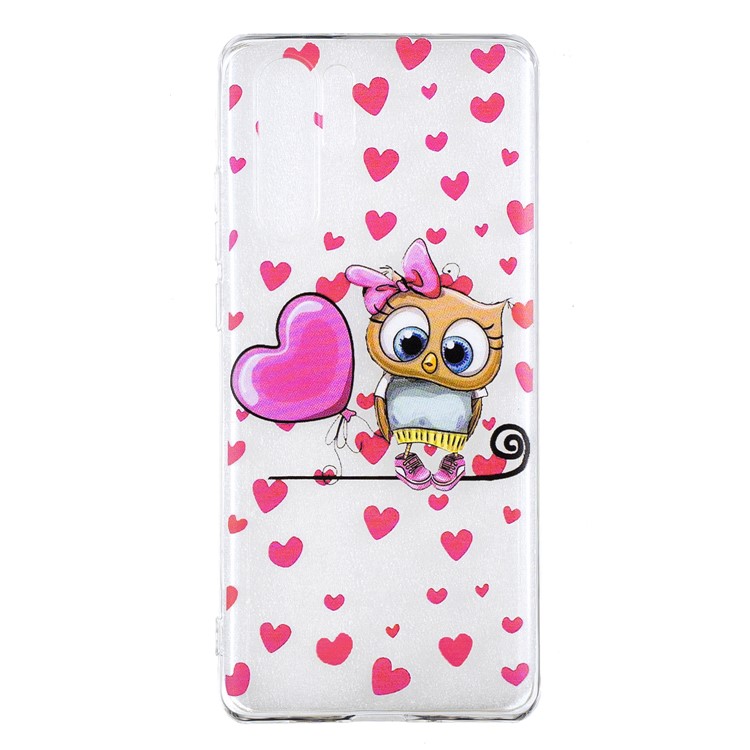 Pattern Printing IMD TPU Case for Huawei P30 Pro - Owl and Hearts-2