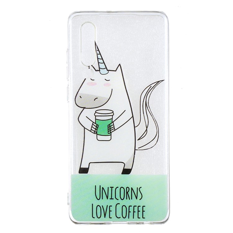 Pattern Printing Soft TPU Shell for Huawei P30 - Unicorns Love Coffee-2