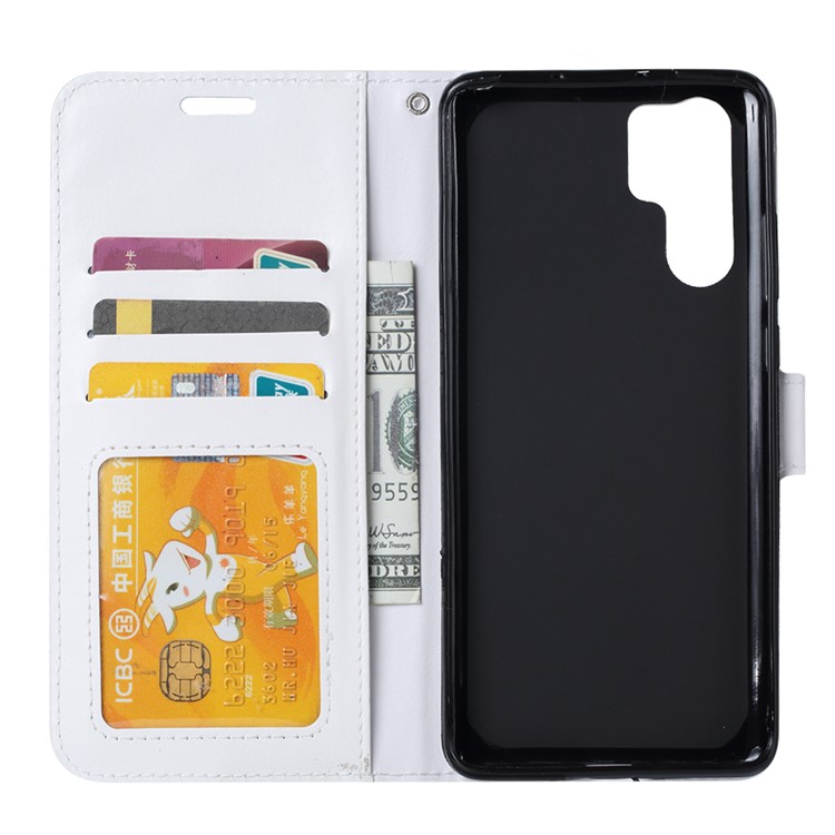 Crazy Horse Texture Wallet Stand in Pelle Copertina Per Telefono Per Huawei P30 Pro - Bianca