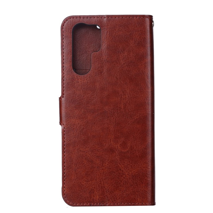 Cavalo Louco Textura Carteira Suporte De Couro Caso De Telefone Celular Para Huawei P30 Pro - Castanho-3