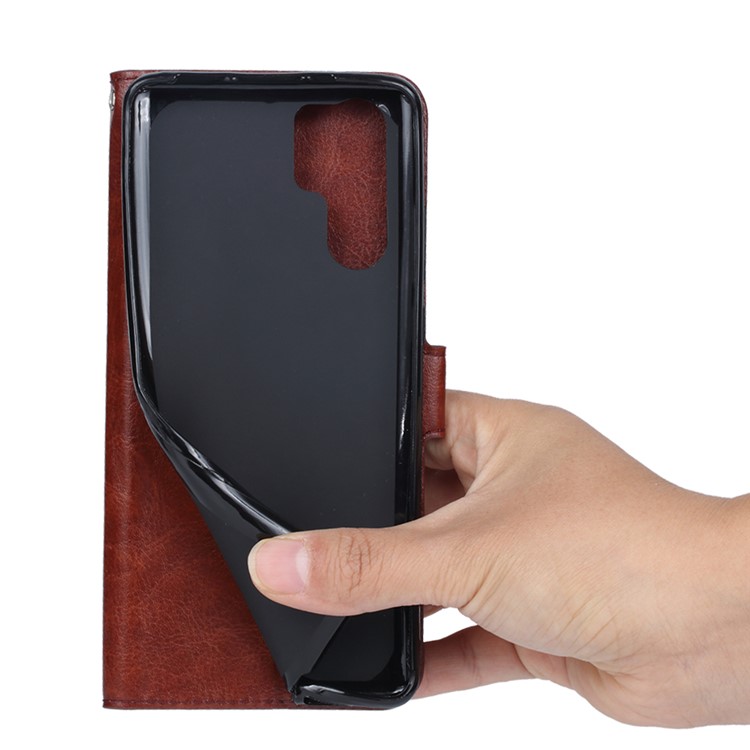Cavalo Louco Textura Carteira Suporte De Couro Caso De Telefone Celular Para Huawei P30 Pro - Castanho-5
