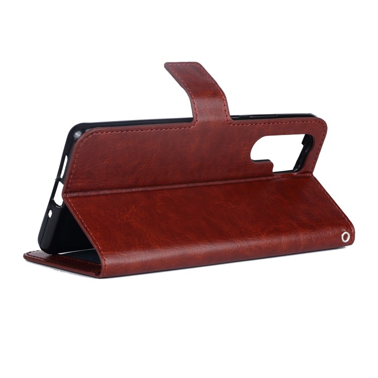 Cavalo Louco Textura Carteira Suporte De Couro Caso De Telefone Celular Para Huawei P30 Pro - Castanho-6
