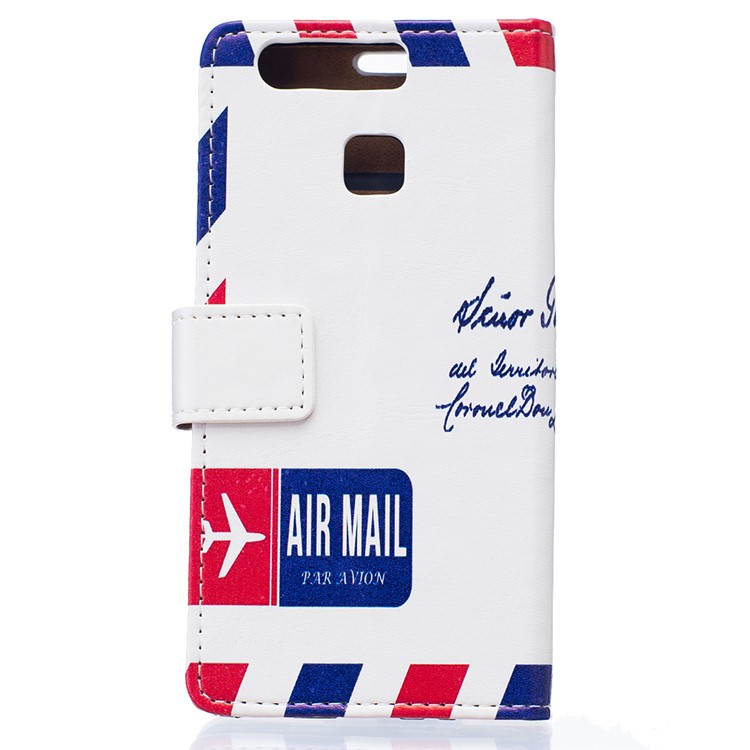 Leather Stand Case with Card Slots for Huawei P9 - Retro Postmark-2