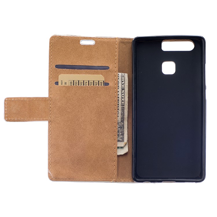 Leather Stand Case with Card Slots for Huawei P9 - Retro Postmark-5