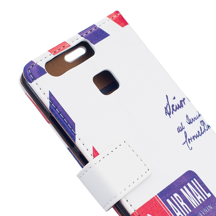 Leather Stand Case with Card Slots for Huawei P9 - Retro Postmark-6