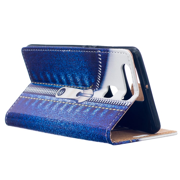 PU Leather Card Holder Case for Huawei P9 - Jeans Metal Zipper-4