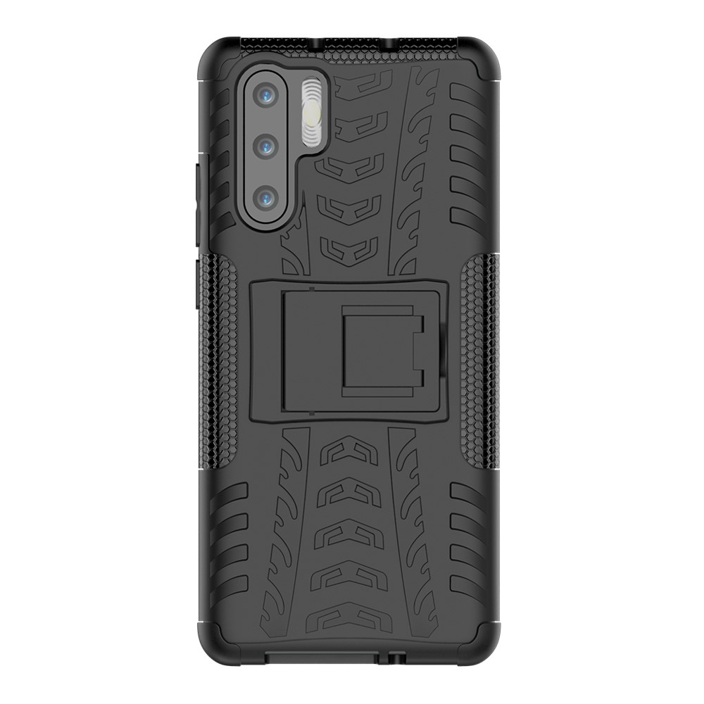 Anti-slip PC + TPU Hybrid Case Con Kickstand Para Huawei P30 Pro - Negro-3