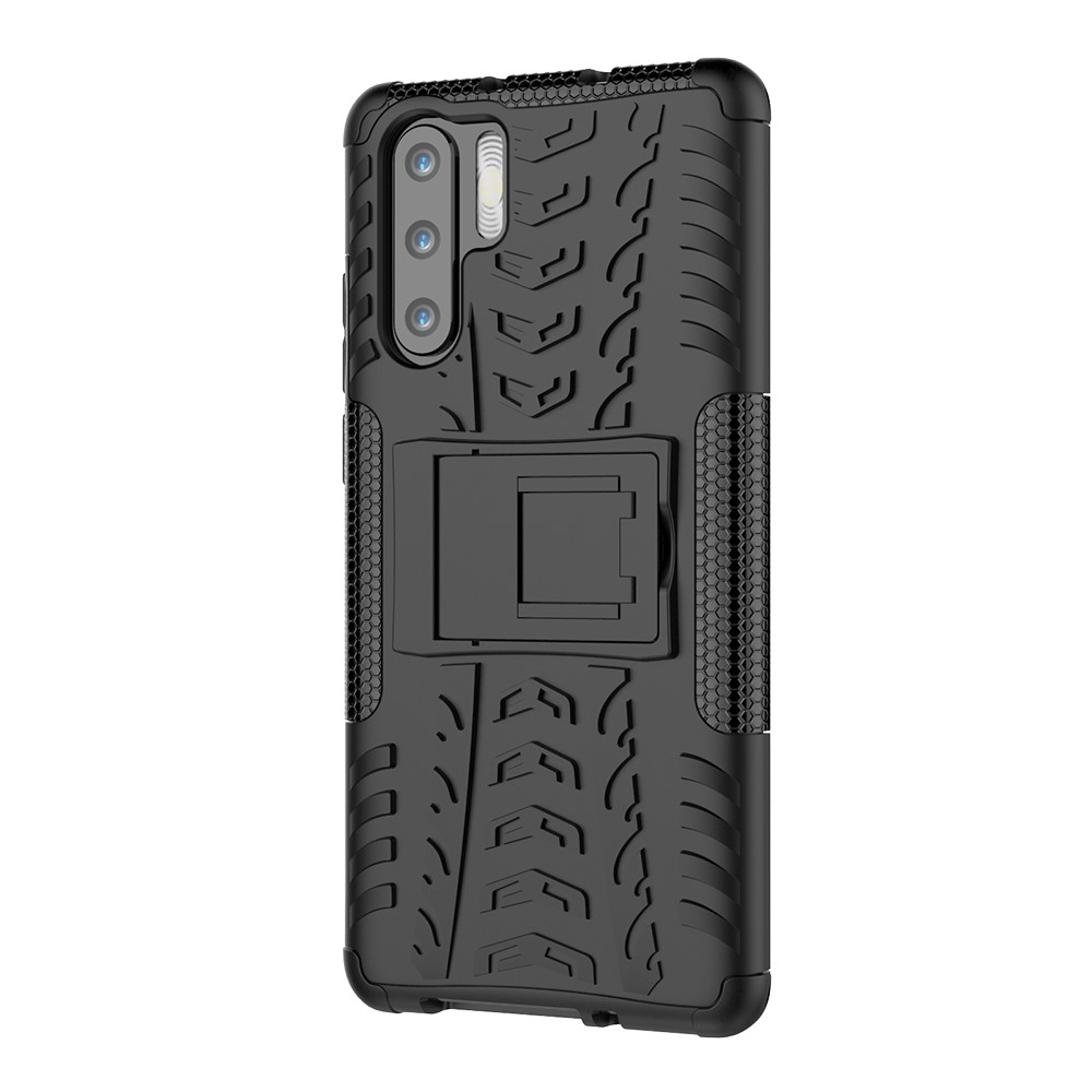 Anti-slip PC + TPU Hybrid Case Con Kickstand Para Huawei P30 Pro - Negro-5