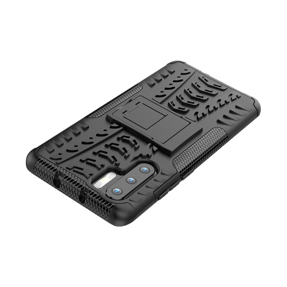 Anti-slip PC + TPU Hybrid Case Con Kickstand Para Huawei P30 Pro - Negro-7