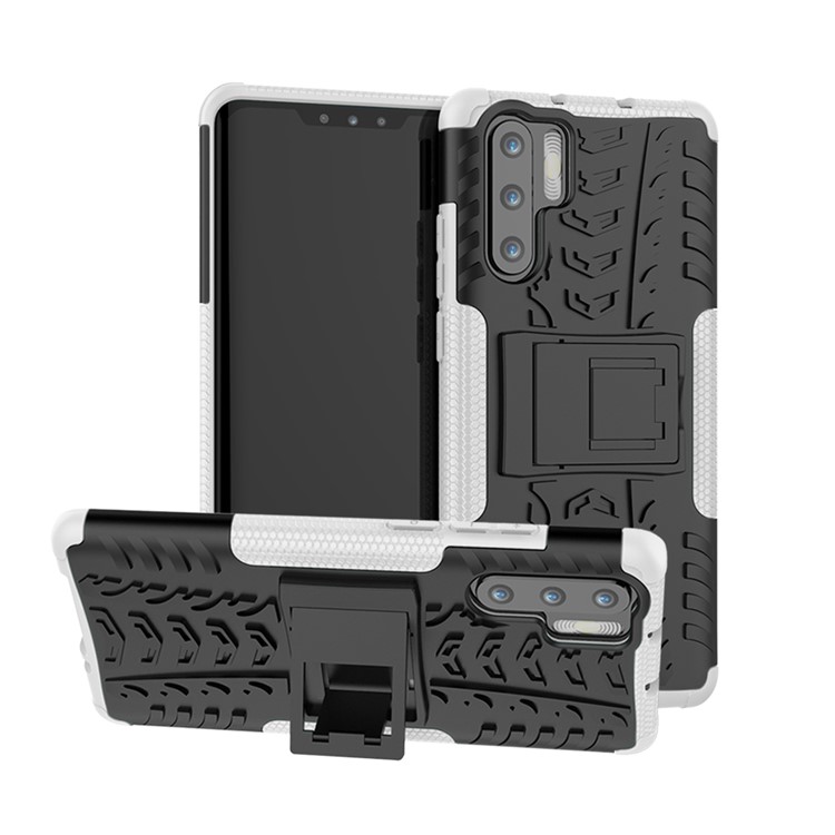 Anti-slip PC + TPU Hybrid Cover with Kickstand for Huawei P30 Pro - White-1