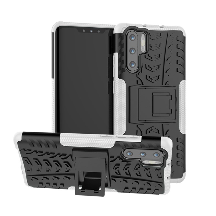 Copertina Ibrida PC + TPU Anti-slip Con Cavalletto Per Huawei P30 Pro - Bianca