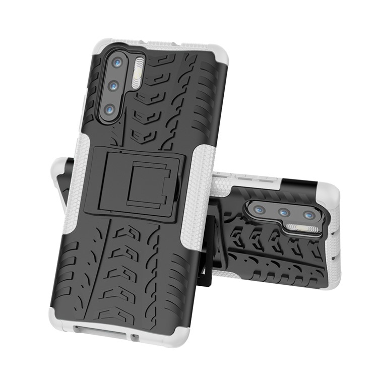 Anti-slip PC + TPU Hybrid Cover with Kickstand for Huawei P30 Pro - White-2