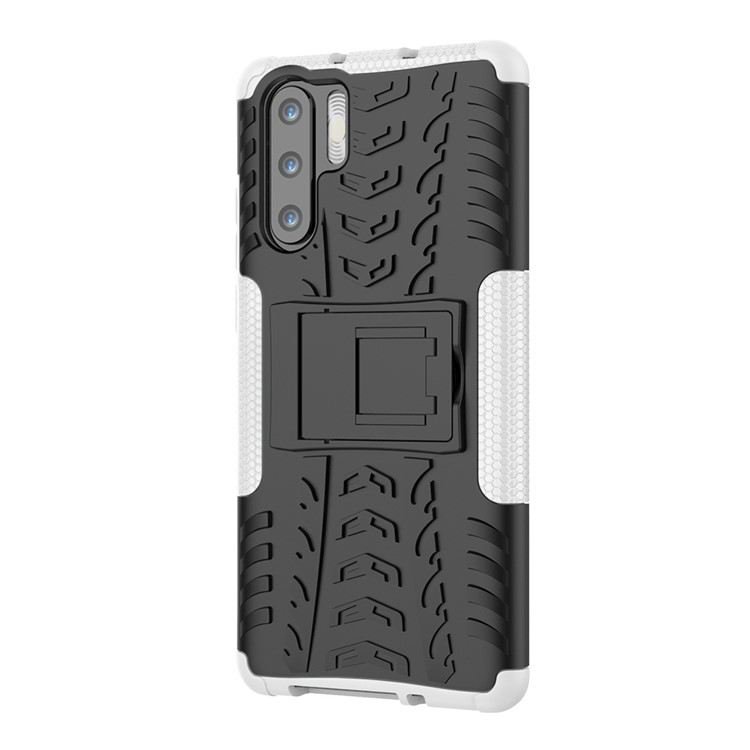 Copertina Ibrida PC + TPU Anti-slip Con Cavalletto Per Huawei P30 Pro - Bianca