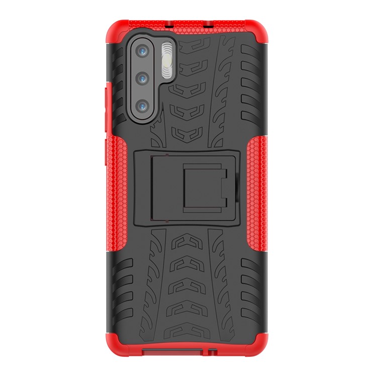 Anti-slip-pc + TPU Hybrid-shell-fall Mit Kickstand Für Huawei P30 Pro - Rot-3