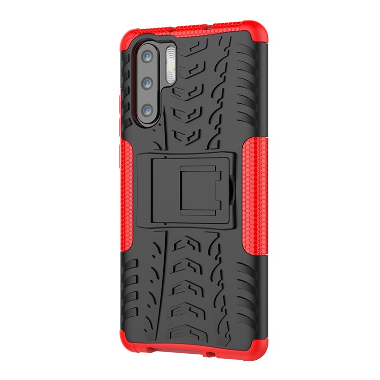 Custodia Ibrida Antiscivolo Per PC + TPU Con Cavalletto Per Huawei P30 Pro - Rosso-5