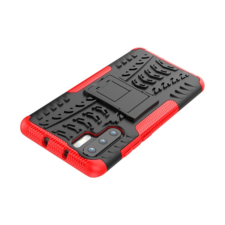Custodia Ibrida Antiscivolo Per PC + TPU Con Cavalletto Per Huawei P30 Pro - Rosso-7