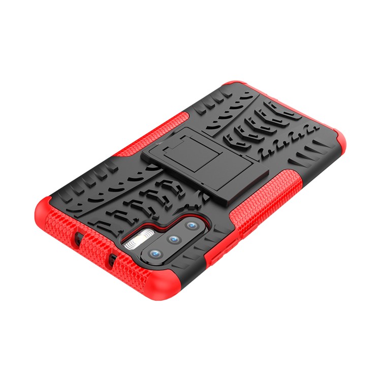 Anti-slip-pc + TPU Hybrid-shell-fall Mit Kickstand Für Huawei P30 Pro - Rot-7