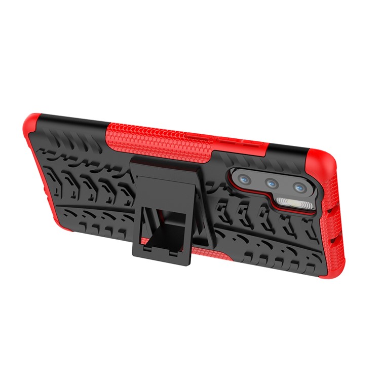 Custodia Ibrida Antiscivolo Per PC + TPU Con Cavalletto Per Huawei P30 Pro - Rosso-8
