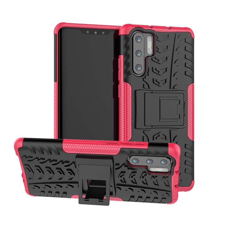 Custodia Combinata PC + TPU Anti-slip Con Cavalletto Per Huawei P30 Pro - Rosa